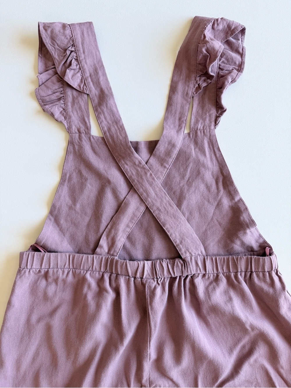 Heyson Mauve Ruffle Strap Jumpsuit Cropped Wide Leg Linen Blend M - Picture 11 of 11